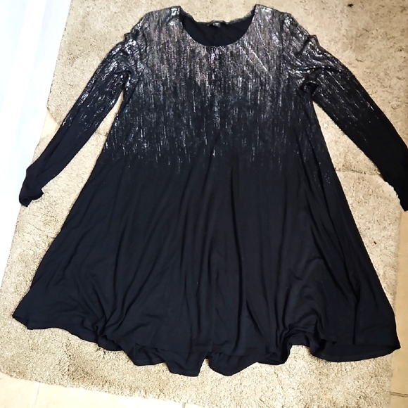 Karen Kane Elegant Black Metallic Print Maggie Dress Size Large - Picture 8 of 8